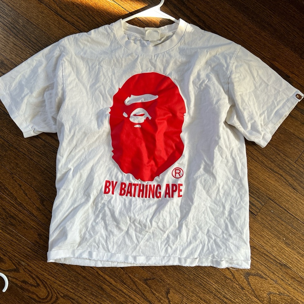 Used Red and White bape Tee